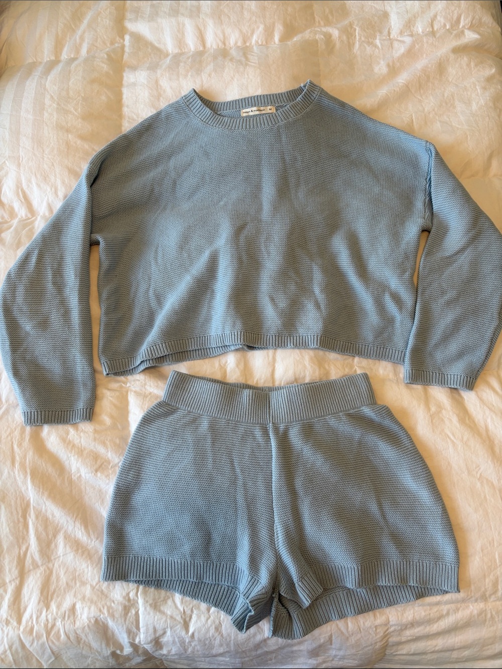moon & madison Blue Knit Sweater and Shorts Matching Set. Available Separately.